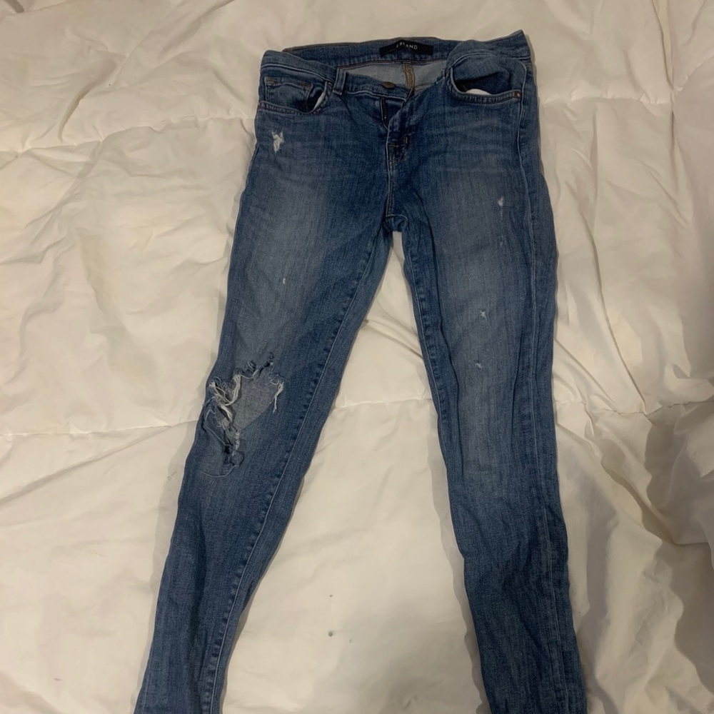 J Brand skinny ripped jeans.